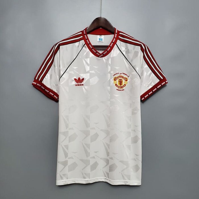 Manchester United 90-91 Away White Football Kit